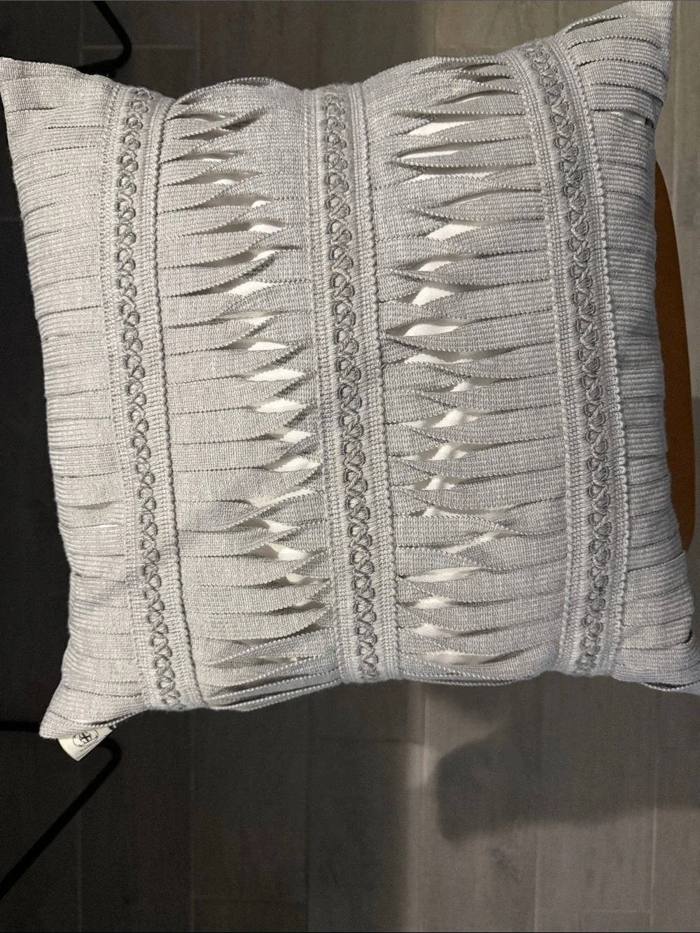 Elaine Smith Light Gray Woven Fringe Accent Pillow  (2 pillows) both